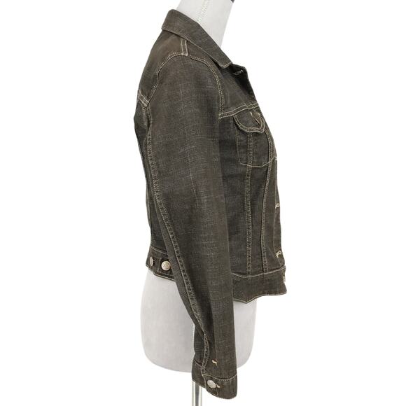 Gas Blue Jeans Jacket Womens Small Black Denim Button Up Pockets Stretch Cotton - Picture 6 of 16